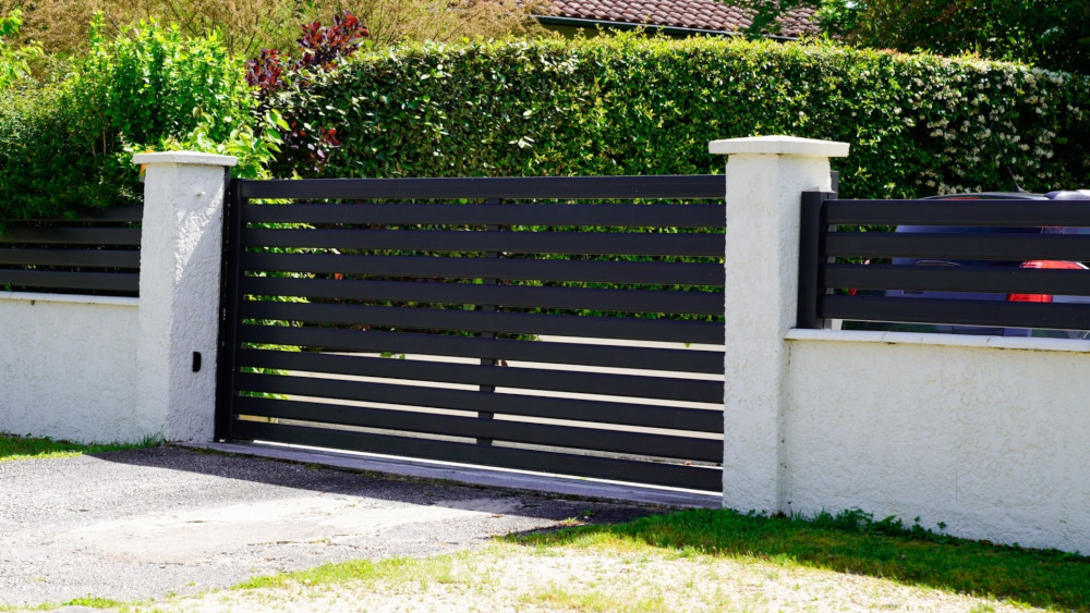 Horizontal Metal Slat Fence Gate